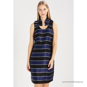 Banana Republic Shift Dress Ruffle Neck Striped